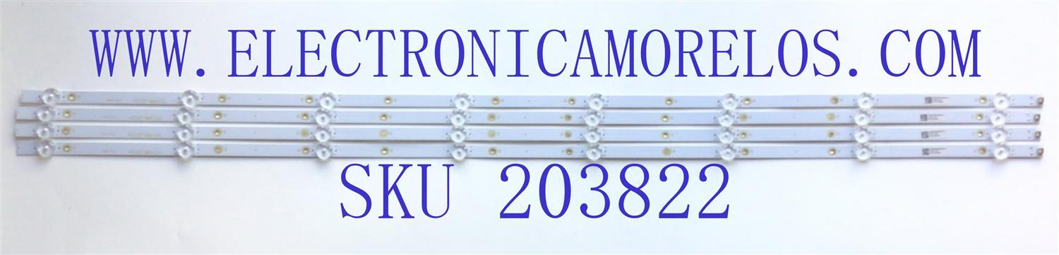KIT DE LEDS PARA TV INSIGNIA (4 PZ) / NUMERO DE PARTE LB5010C V0_00 / 210BZ08D0B33MBLC3L / 21293011839 / 3D797000003M / PANEL TPT500WR-PV5D.Q / MODELO NS-50F301NA22